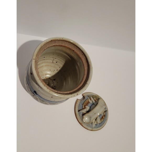 Vintage Studio Art Pottery Honey Jar Sugar Jar with Lid Artist Signed - Picture 8 of 15